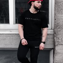 Performance T-Shirt | Lightweight Stretch Gym Tee | Black & Beige