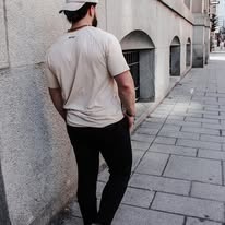 Performance T-Shirt | Lightweight Stretch Gym Tee | Black & Beige