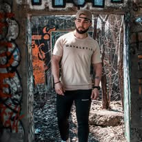 Performance T-Shirt | Lightweight Stretch Gym Tee | Black & Beige