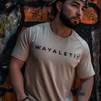 Performance T-Shirt | Lightweight Stretch Gym Tee | Black & Beige